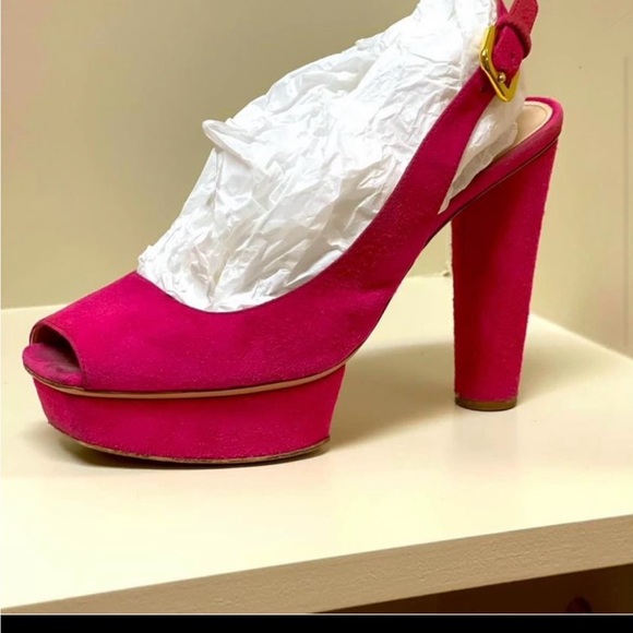 Prada pink suede platform heels - Picture 3 of 8